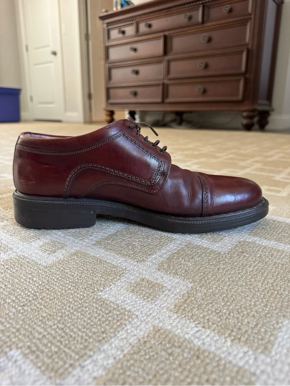 Johnston & Murphy Brown Leather Cap Toe Oxford Dress Shoes Made in Italy 10